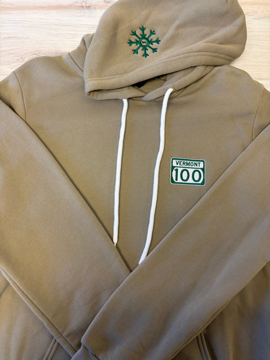 ADULT "Vermont Route 100" Embroidered Pullover Hooded Sweatshirt