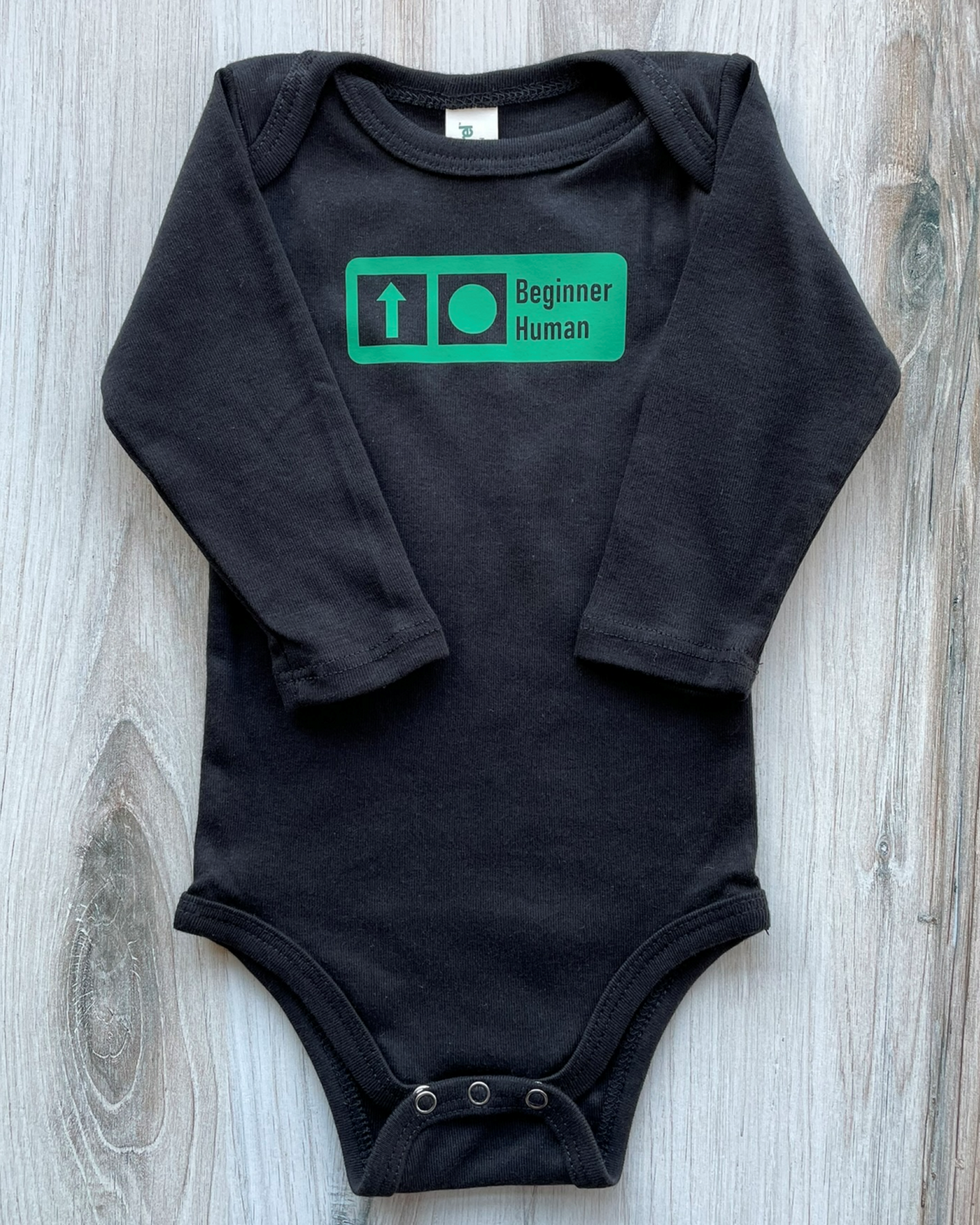 BABY "Beginner Human" Trail Sign - Organic Cotton Long Sleeve Bodysuit