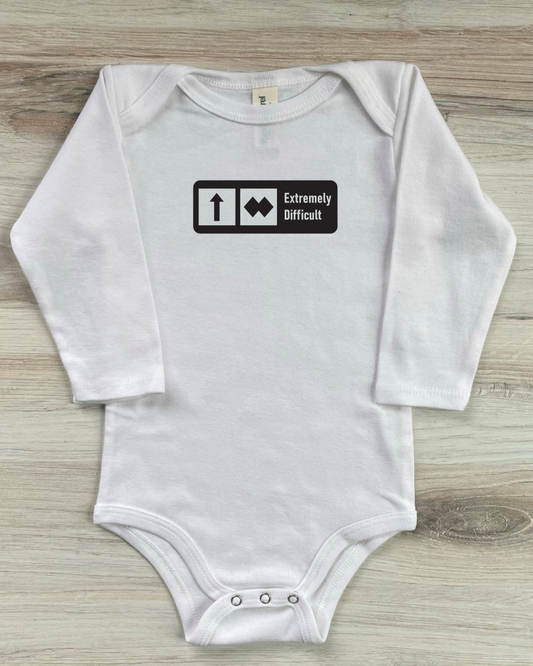 BABY "Extremely Difficult" Trail Sign - Organic Cotton Long Sleeve Bodysuit