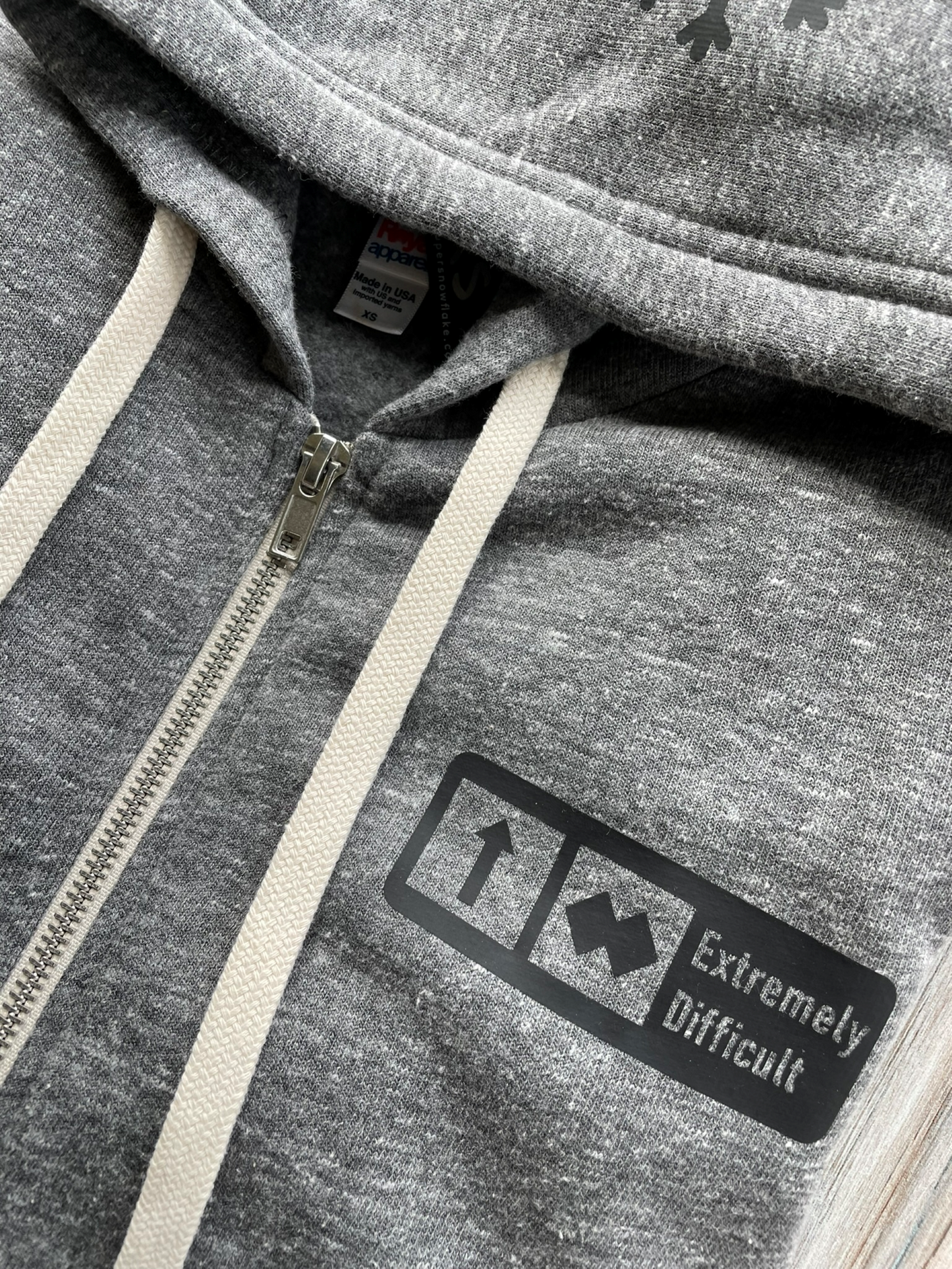 ADULT "Extremely Difficult" Trail Sign Tri-blend Zip Hoodie Version 2