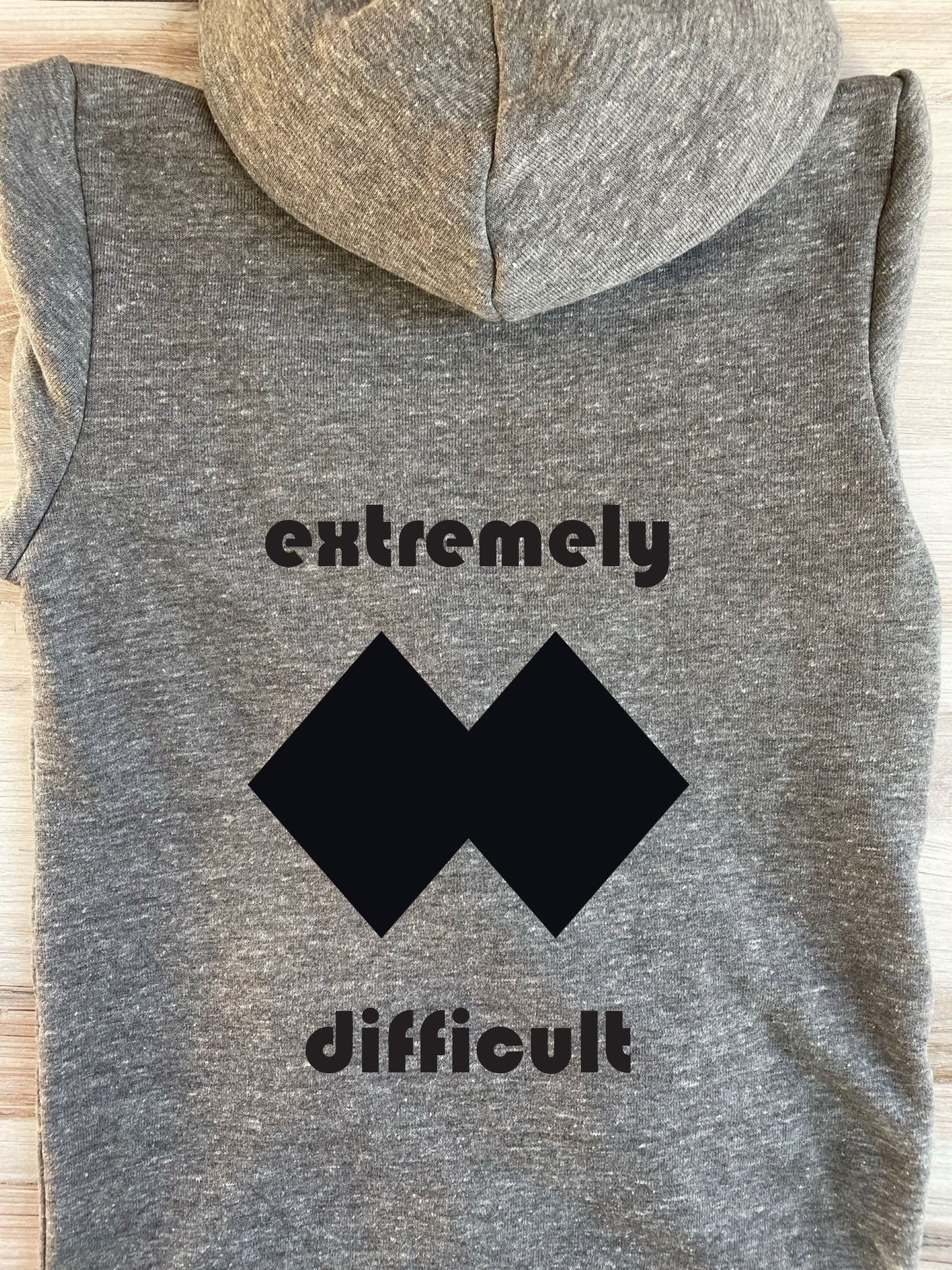 ADULT "Extremely Difficult" Trail Sign Tri-blend Zip Hoodie