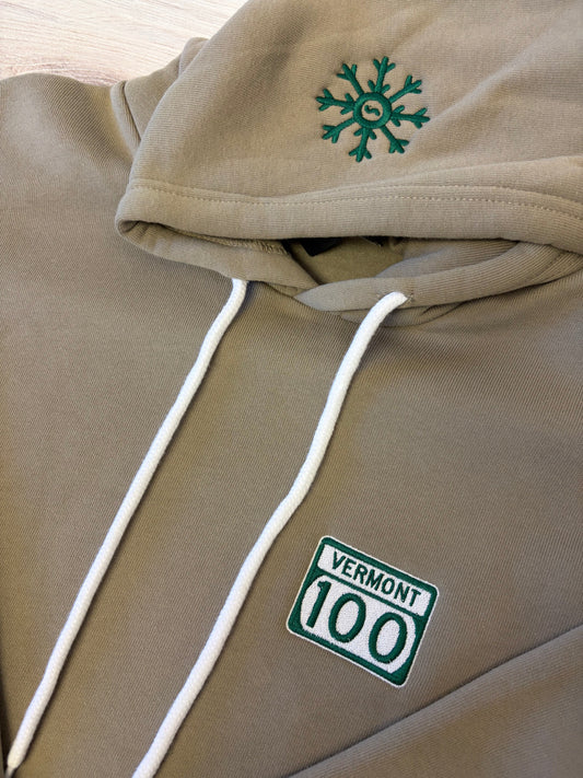 ADULT "Vermont Route 100" Embroidered Pullover Hooded Sweatshirt