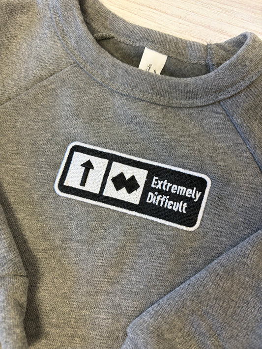 KIDS "Extremely Difficult" Embroidered Trail Sign Sweatshirt
