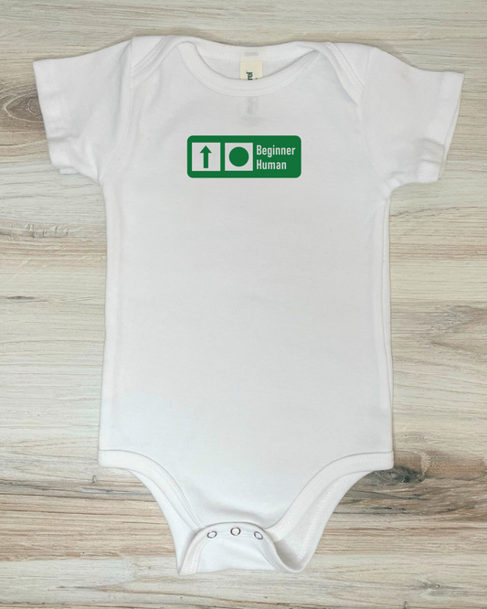 BABY "Beginner Human" Trail Sign - Organic Cotton Short Sleeve Bodysuit