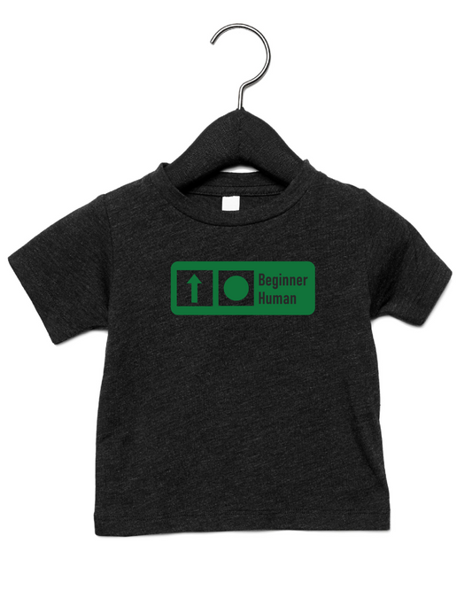 BABY "Beginner Human" Trail Sign Tri-Blend T-Shirt