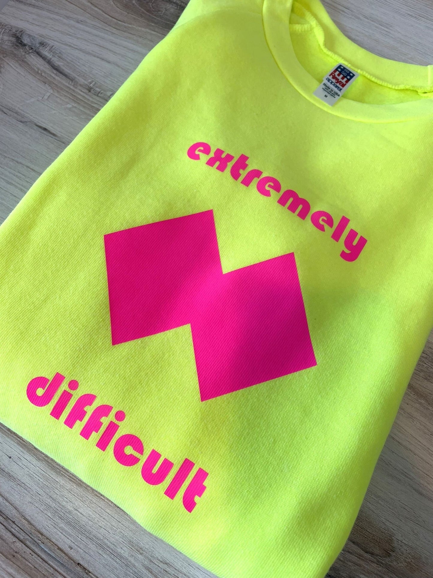 WOMEN'S "Extremely Difficult" Double Diamond Trail Sign Neon Sweatshirt